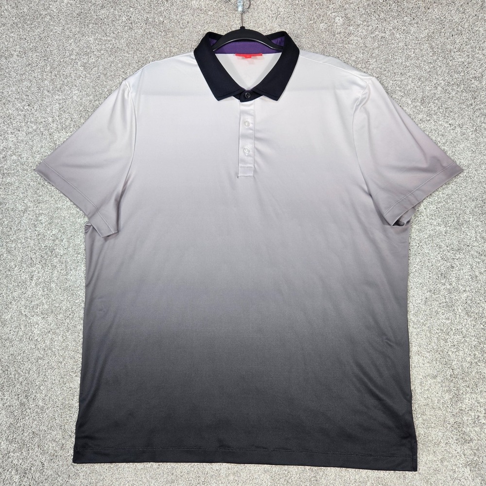 Redvanly Golf‎ Polo Gray Black white Ombre Performance purple collar stretch XL
